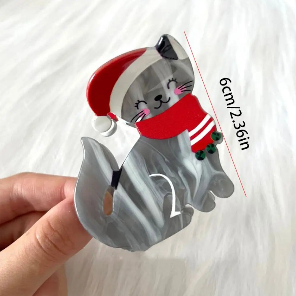 Acetic Acid Acetate Animal Hair Claw Red Scarf Christmas Hat Hair Clip Cat Hair Clip Headdress Grab Clip Christmas Shark Clip