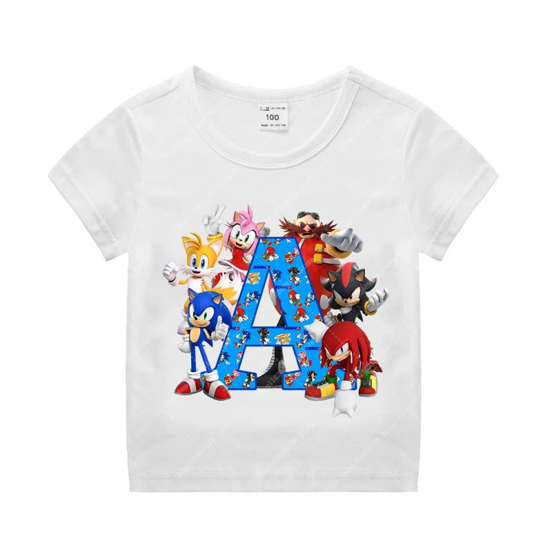 Sonics Kinder Sommer Baumwolle T-shirt Jungen Kurzarm Tops Anime Gedruckt Kleidung Kinder Cartoon Nette T-shirt Kleidung Weihnachten Geschenke 2025