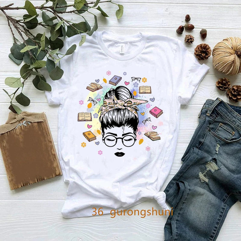 New Nerdy Dirty Inked And Curvy T-Shirt Melanin Black Queen Loves Books T Shirt Women Clothes Short Sleeve 90s Tees Summer Tops