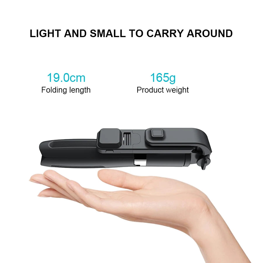 مثبت ثلاثي القوائم L02s لاسلكي محمول بتقنية البلوتوث مع عصا سيلفي للهاتف المحمول مع مصراع إضاءة كامل لهاتف Iphone
