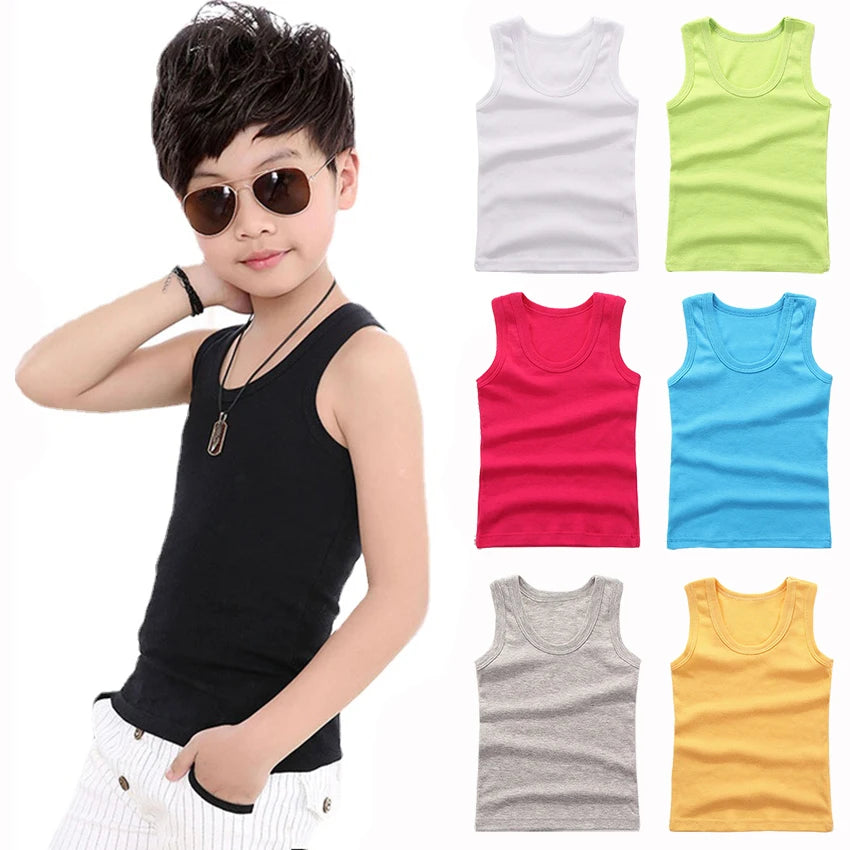 Kinder Unterwäsche Jungen Unterhemden Kinder Sommer Weste Tops für Mädchen Solide Tank Top Jungen Kleidung Baumwolle T-Shirts Ärmellos 2 zu 12Y