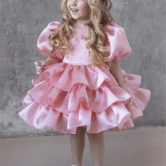Mode Baby Mädchen Prinzessin Lagenkleid Puffärmel Säugling Kleinkind Teen Vestido Party Geburtstag Ballkleid Babykleidung 1-12Y