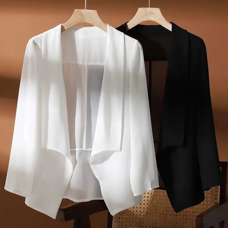 Fashion clothes Chiffon Coat Shawl Female New 2025 Summer Clothes Sun Protection Clothing Women's Summer Thin Jacket Cardigan Tops