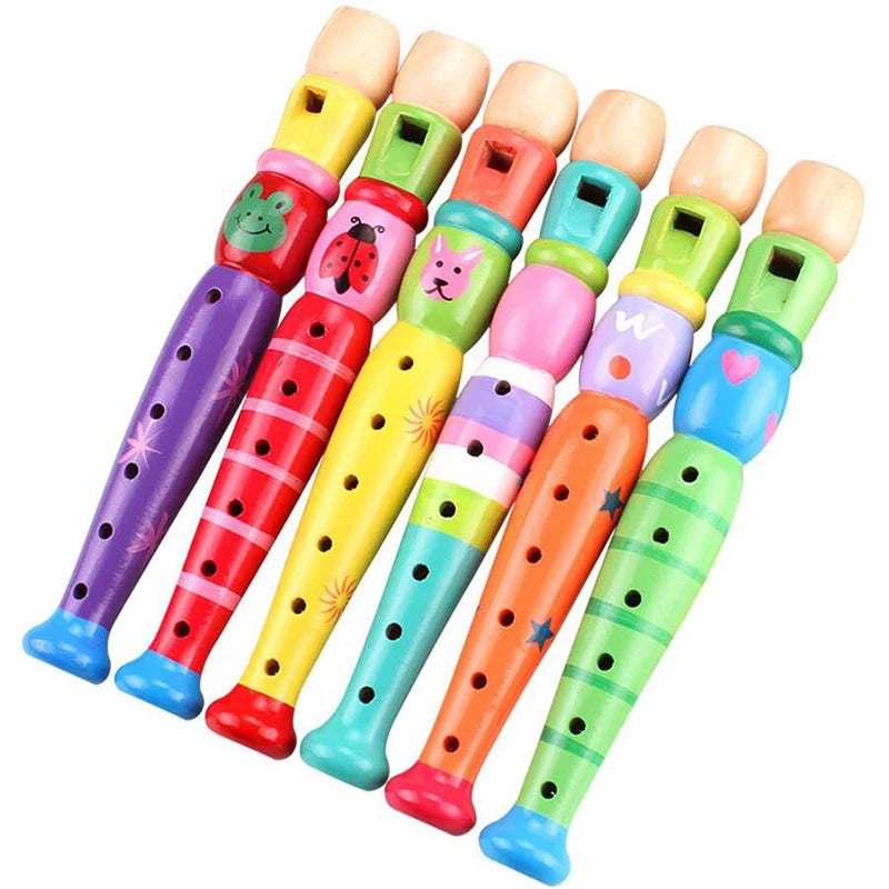 1Pc Holz Cartoon Flöte Kinder Klarinette 6-Loch Piccolo Baby Spielzeug Musikinstrument Spielzeug Frühen Bildung Aufklärung TMZ