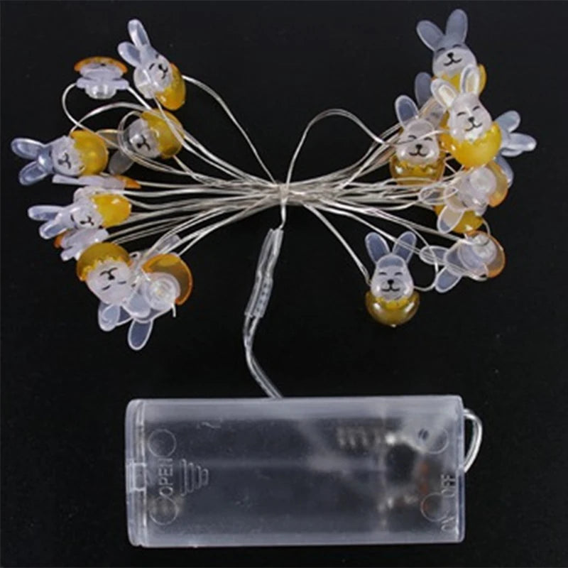 2M 20LED Easter Rabbits String Light Carrot Chick Eggs Fairy Light Garland Decoration Happy Easter Party for Home Kids Gift 2024