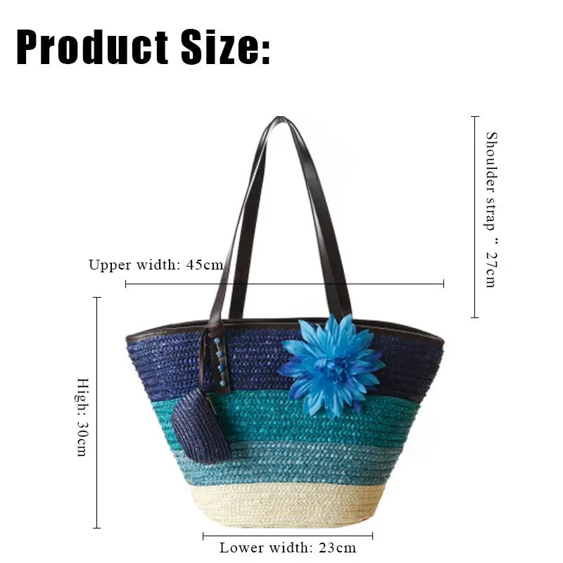 Fashion Rattan Women Handbags Wicker Woven Lady Shoulder Bags Summer Beach Straw Bag Large Capacity Tote Dot Big Baskets Purses