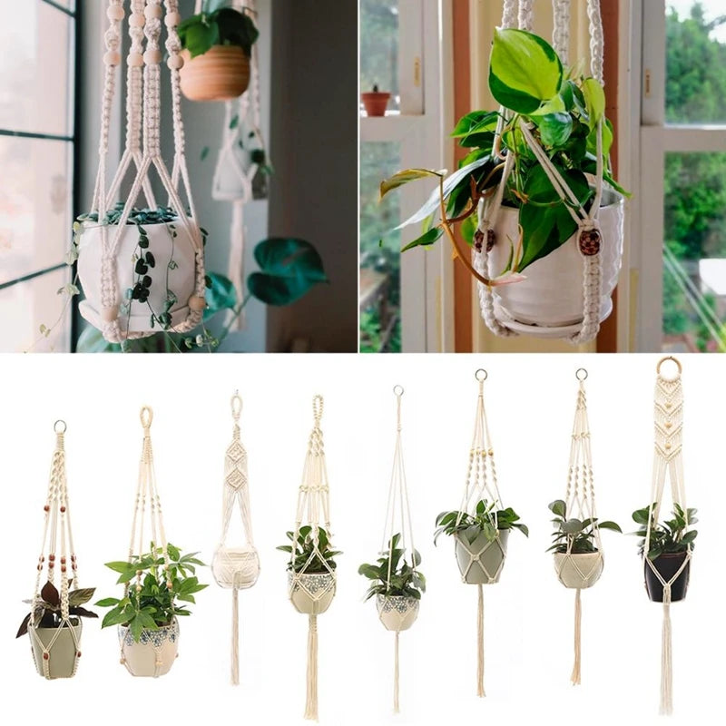 Hanging Plant Handmade Macrame Courtyard Garden Decoration