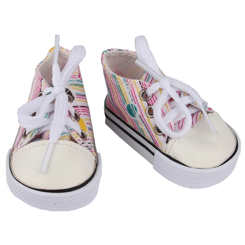 Canvas Cloth 7cm Shoes For 18 Inch American And 43cm New Born Baby Doll Shoes Clothes Accessories For Our generation Girl Dolls