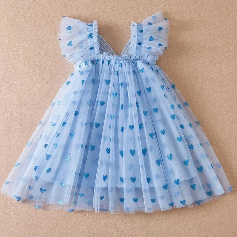 2024 Kinderkleid Mädchen Sommerkleid mit Schmetterlingsflügeln Blumenmuster Puffärmel Tanzperformance Tutu Mesh Prinzessin Kleid Kleidung