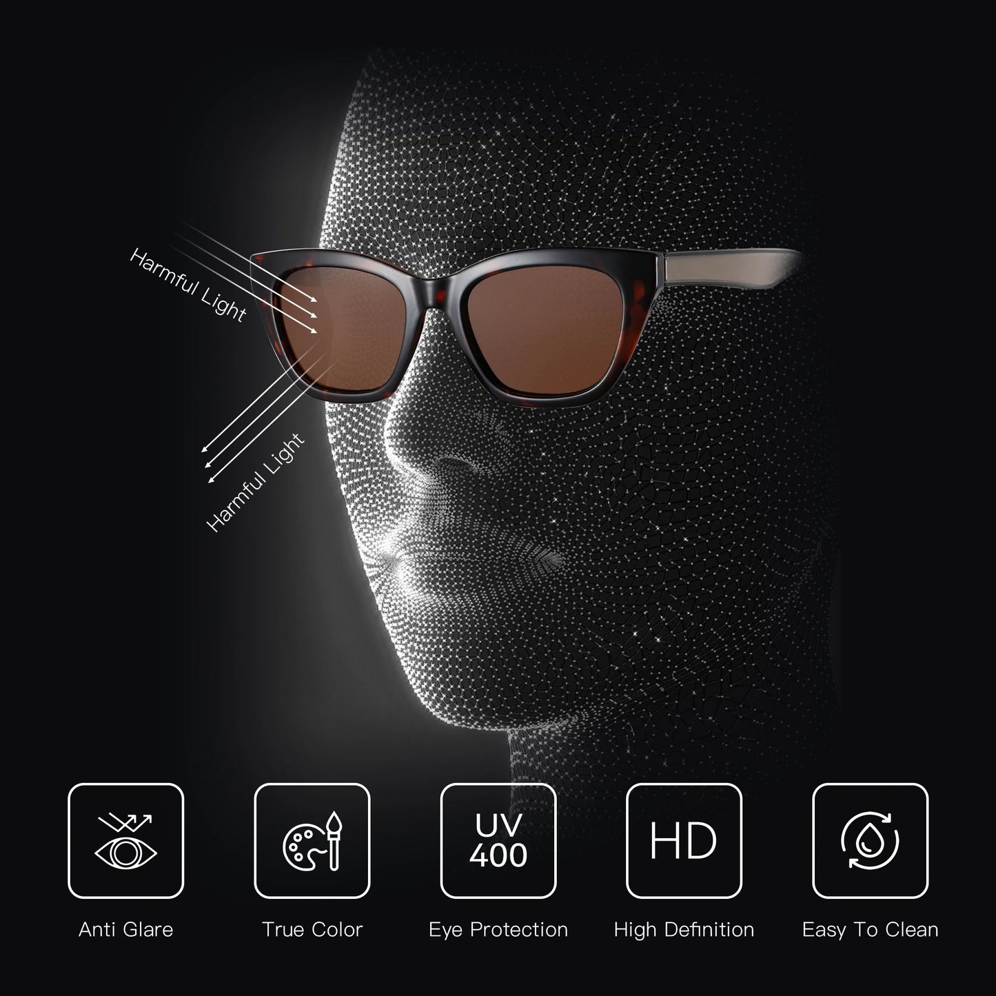 ZENOTTIC Square UV400 Protection Sunglasses Fashion Women Thick Frame Polarized Sun Glasses for Ladies Shopping Gif