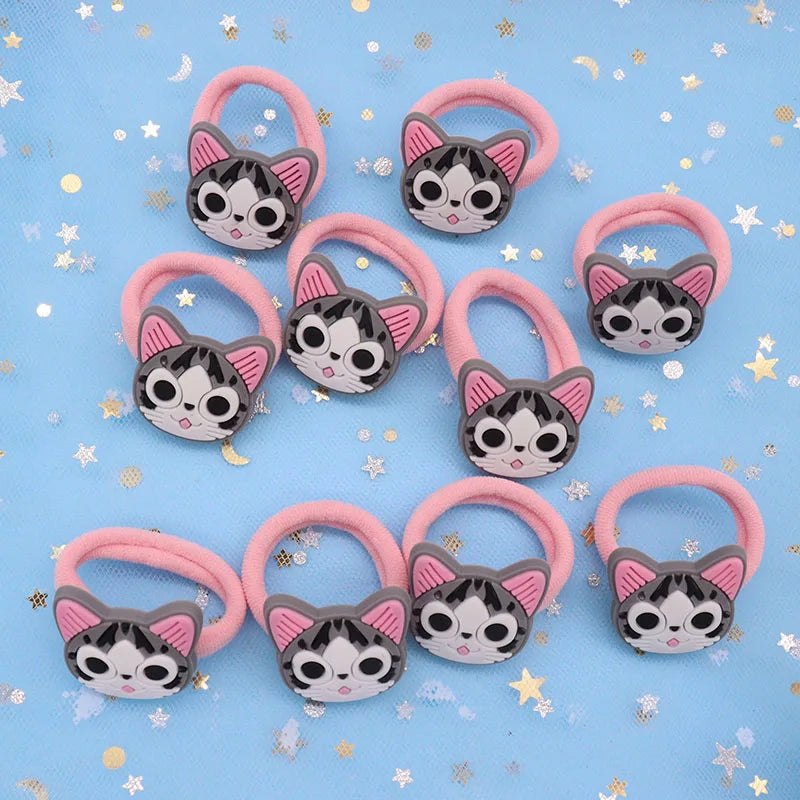 2Pcs Cute Animal Cat Hair Accessories Children Rubber Bands Scrunchies Elastic Hair Bands Girls Headband Decorations Ties Gum