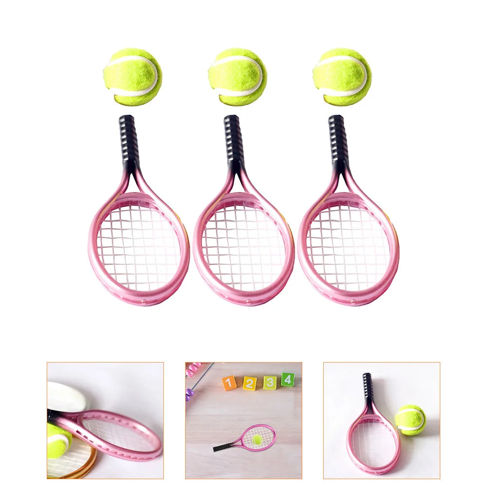 Badminton Tennis Racket Toddler Toys for Boys Accessories Ornamental Mini Cabinet Pink Balls