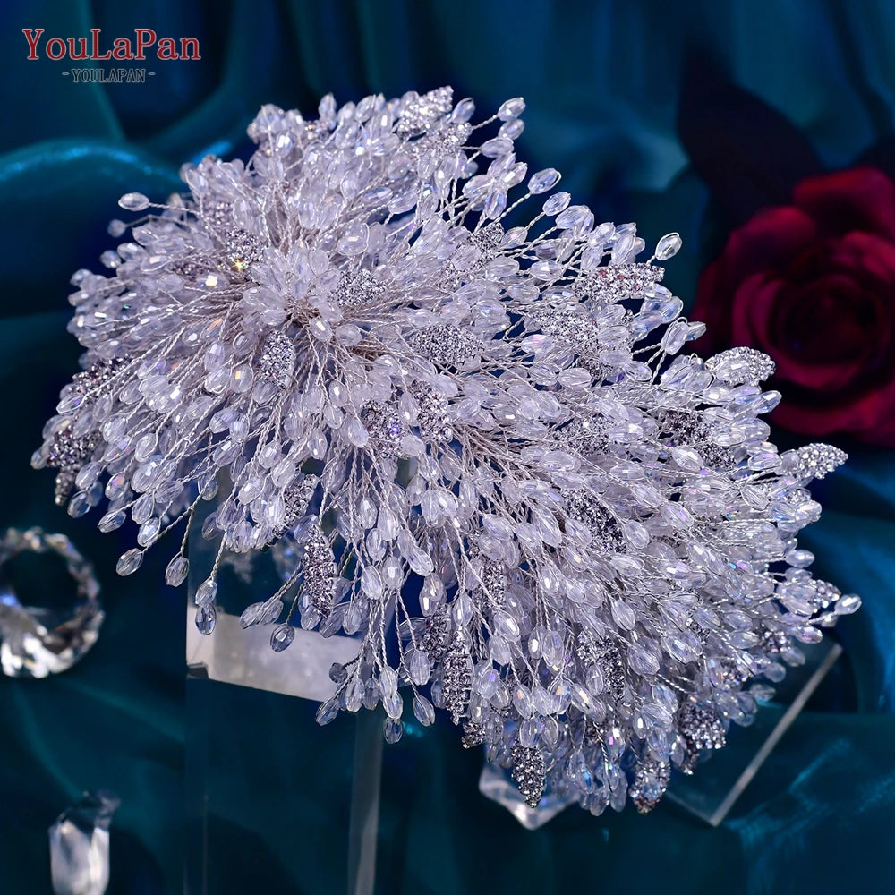 YouLaPan Handmade Crystal Bridal Hair Crown High Quality Bridal Tiara Headdress Wedding Hair Accessories Woman Headband HP397