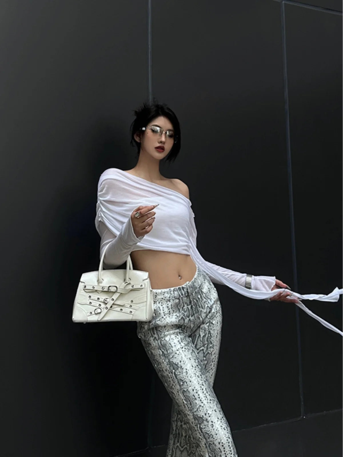 Fashion Punk Hot Girl Style Y2k Locomotive Tote Bags Classic Street Women Shoulder Crossbody Bag Leather Black Women Handbags