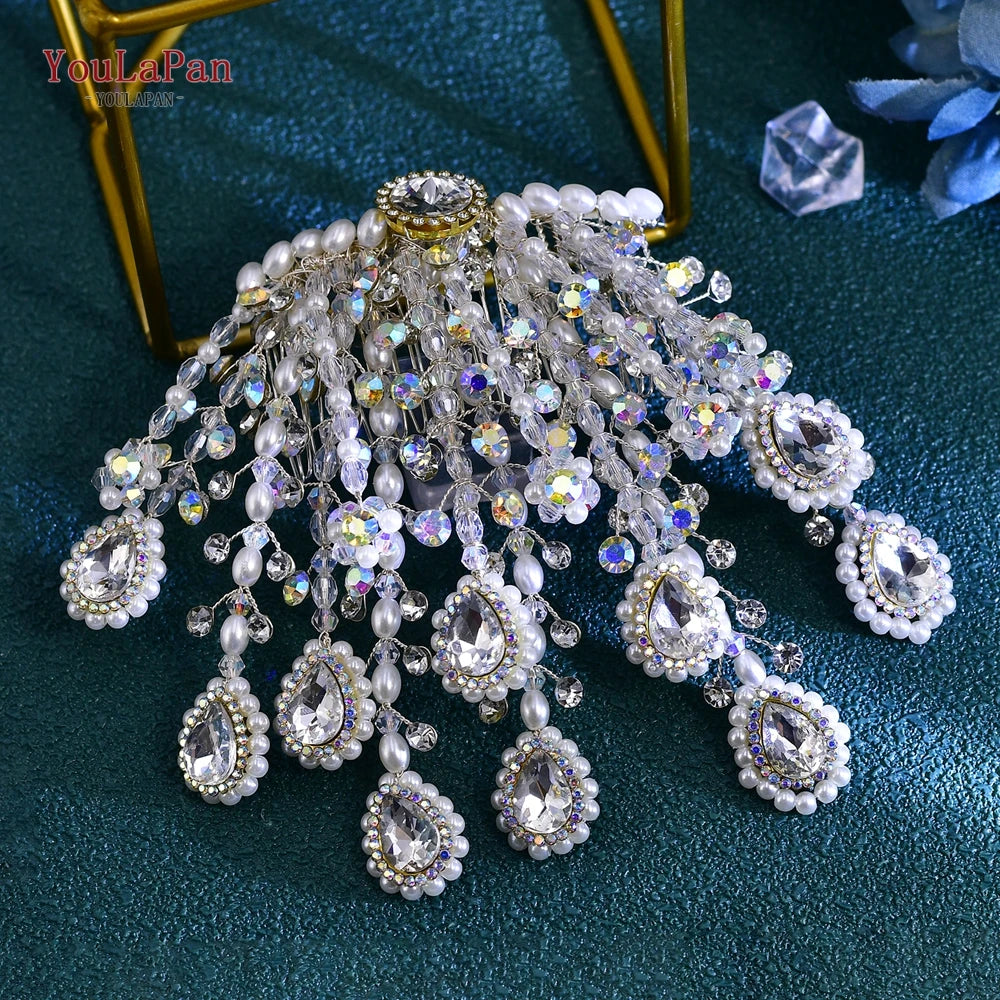 YouLaPan Bridal Pearl Hair Comb Wedding Bridal Headpiece Women Party Fashion Hair Accessories Handmade Exquisite Headband HP716