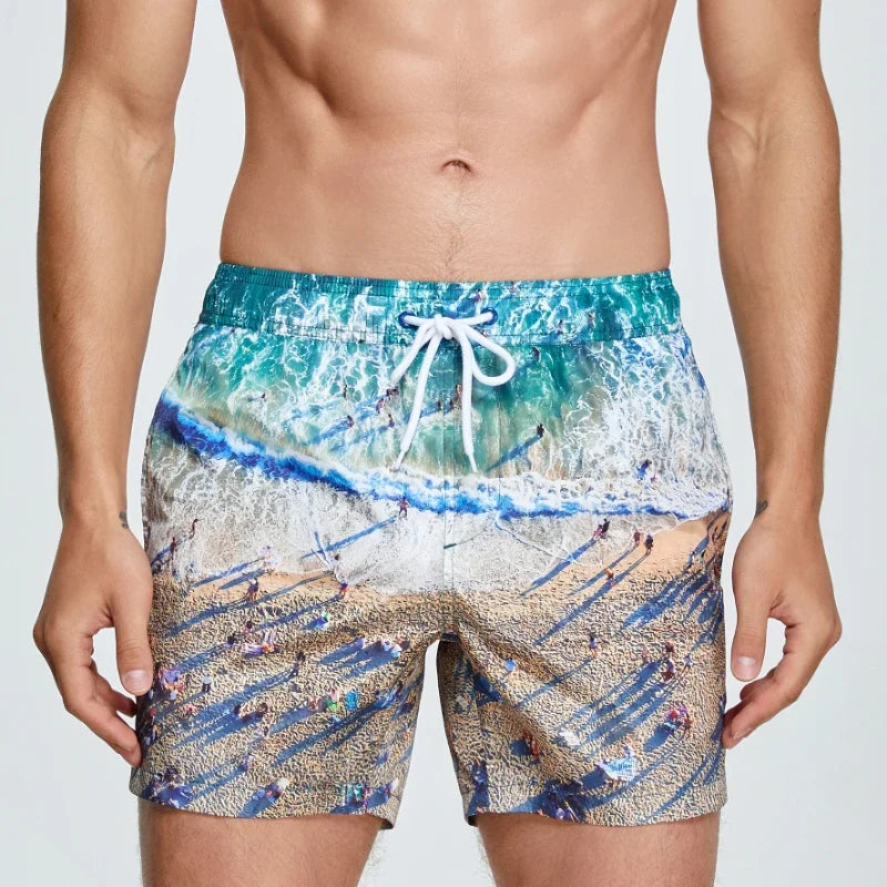 Seobean Swimsuit Man Short Swim Shorts Lined Men's Swimming Trunk Fast Dry Men Beach Board Surf Shorts Bath Suit sport Wear
