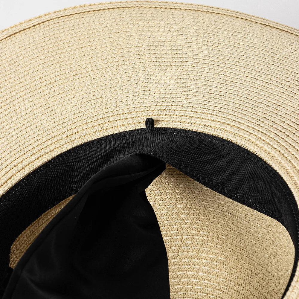 Straw Hat Ladies 12.5cm Wide Brim Beach Hat Outdoor Holiday SunHat