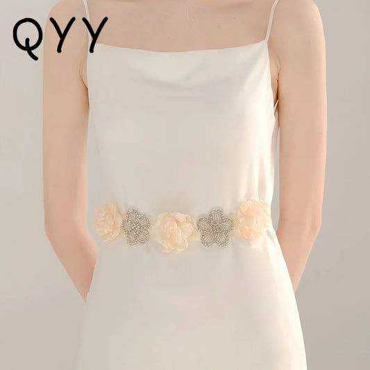 Elegant Rhinestone Flower Bridal Belt Bride Accessories Wedding Party Prom Dress Belt