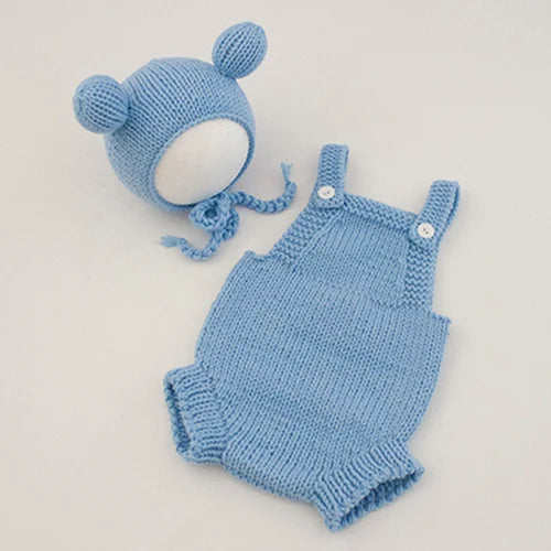 Infant Baby Jungen Mädchen Gestrickte Overall + Hut Einfarbig Neugeborenen Baby Gestrickte Bodys 0-3M Kinder Fotografie Kleidung