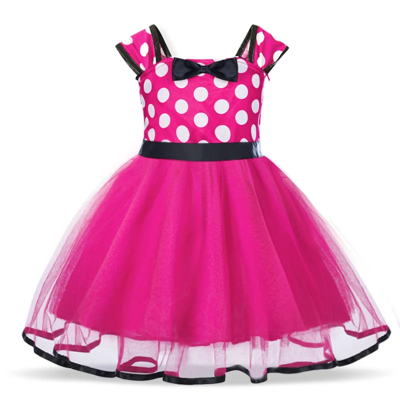 Cute Baby Girl Dress for 9M-4Yrs Children Summer Clothes Kids Minni Mouse Polka Dot Dress Girls Birthday Party Christmas Costume