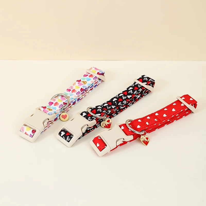 1Pcs Valentine's Day gift Paws Personlized Pink Valentine Dog cat Collar with Bow Heart Pet Collar Flower Dog Collar Large Small Dog