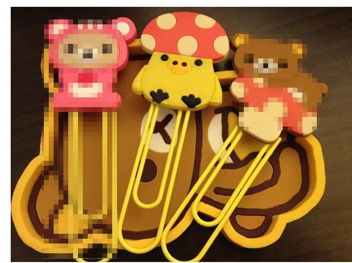 Cartoon PVC Soft Bookmarks Metal Book Clip Large Paper Clips Student Page Bookmark Clip