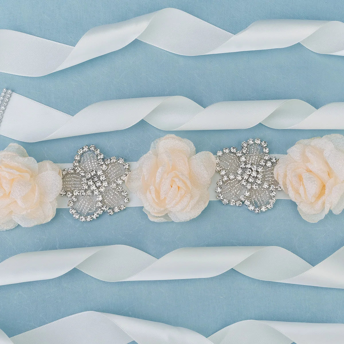 Elegant Rhinestone Flower Bridal Belt Bride Accessories Wedding Party Prom Dress Belt