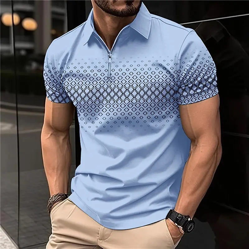 Summer T Shirts for Men Short Sleeve Men's Clothing Collar 3D Printing mon