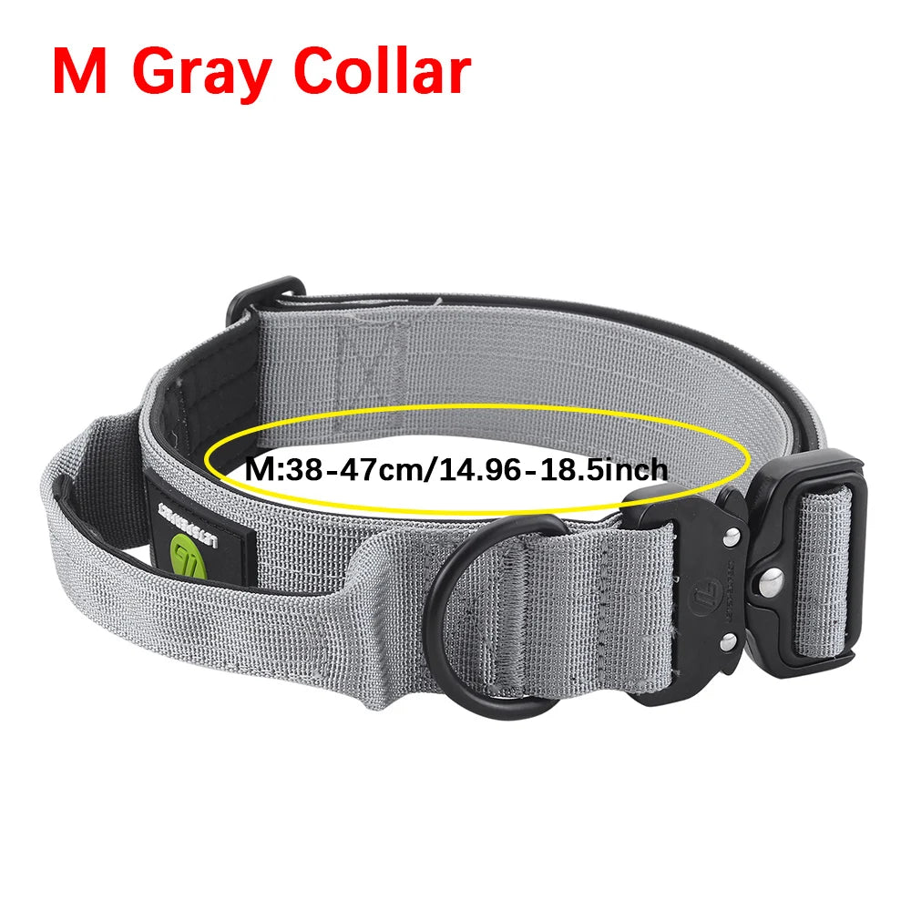Tactical Military Collar Leash Set For Dog With Handle Strong Adjustable Para Perros Big Dogs Pitbull Pet Training Accessories
