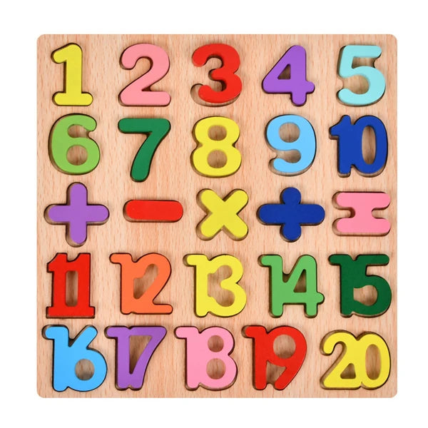 Colorful Alphabet Number Wooden Puzzles Kids Intelligent Matching Game Preschool Children Early Educational Toys