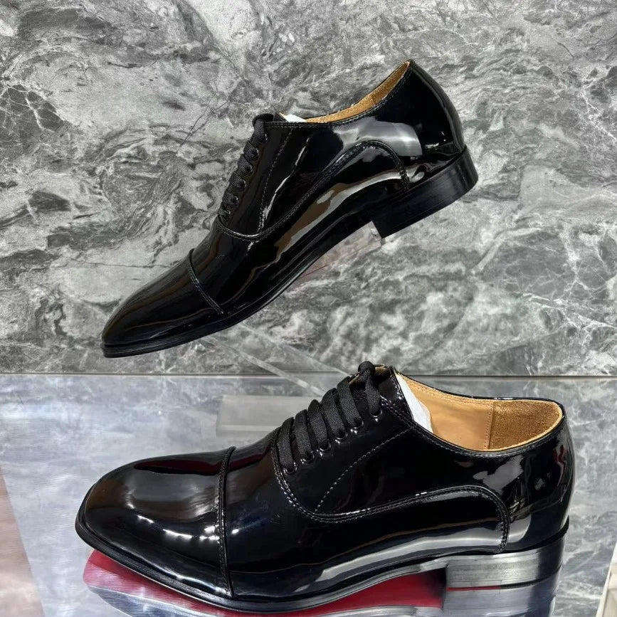 Classic Red Leather Men's Shoes Spring Casual Versatile Zapatos Mujer Business British Fashion Snerker Lace Up Leather Shoes