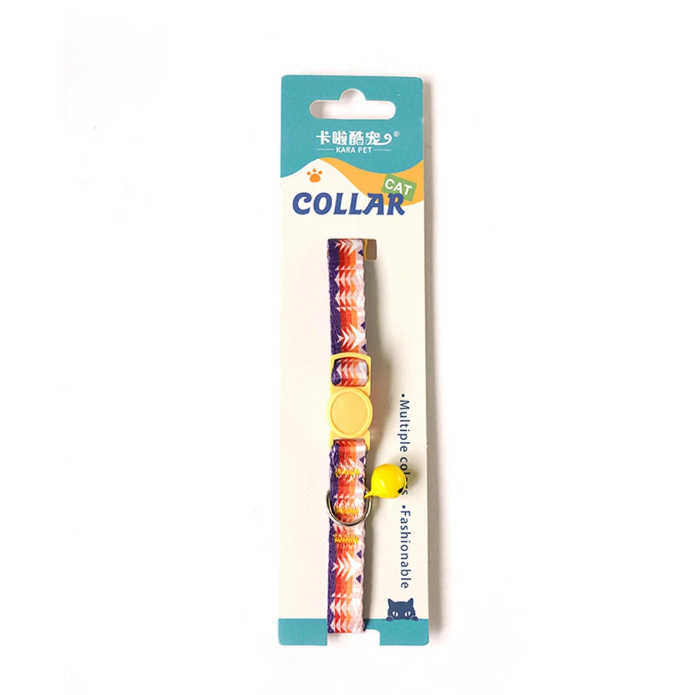 Cat Collar Adjustable with bells Ins Design Comfortable Safety Buckle Anti-choking fashion Ethnic Jacquard Cat Pet Supplies