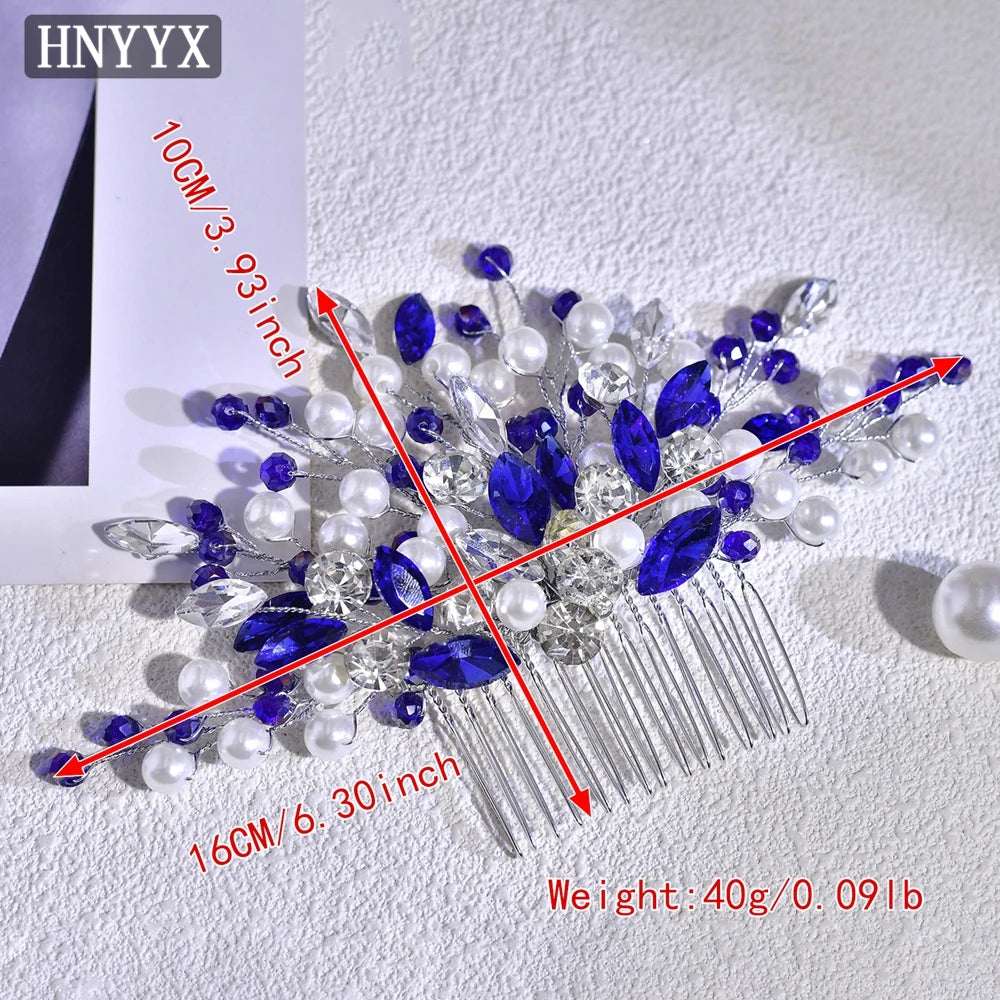 HNYYX Colorful Hair Comb Fashion Crystal Fancy Headdresses Hair Clips Women Bride Hair Accessories Wedding Headpiece A286