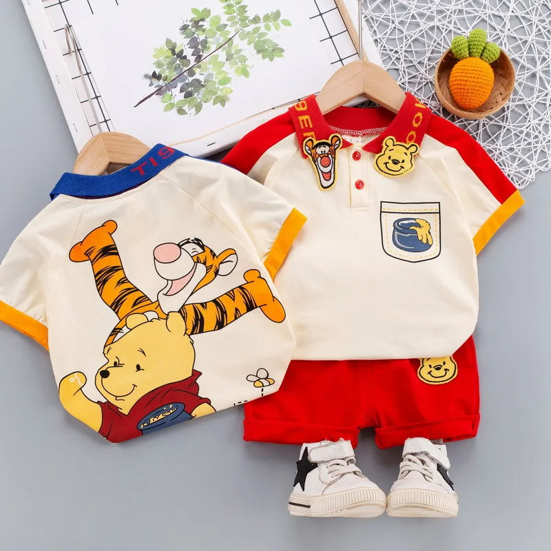 2021 kleinkind Kinder Kurzarm Polo T-shirts + Shorts 2 stücke Cartoon Mickey Kinder Baby Jungen Mädchen Sommer Trainingsanzug Kleidung anzug