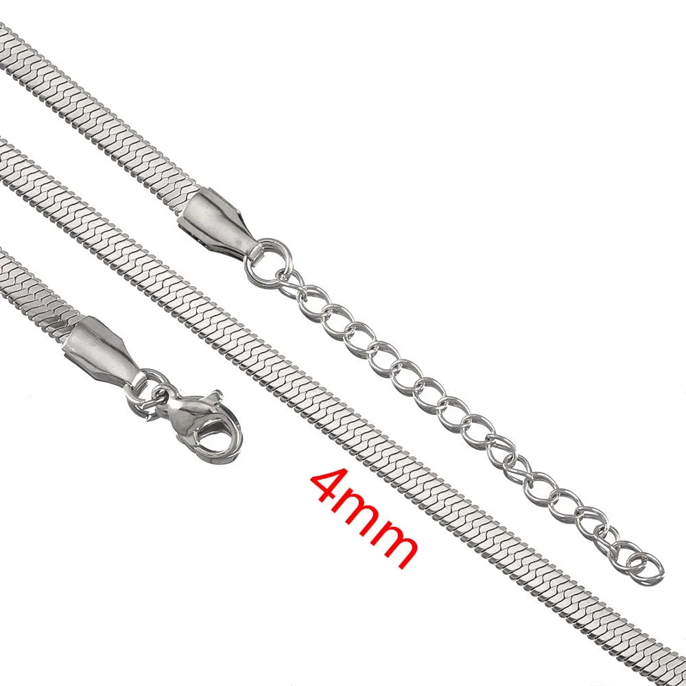 No Fade 5pcs Stainless Steel Twist Chain Necklace Box Snake Chain with Clasp Open Ring DIY Men Jewelry Making Findings Accessory
