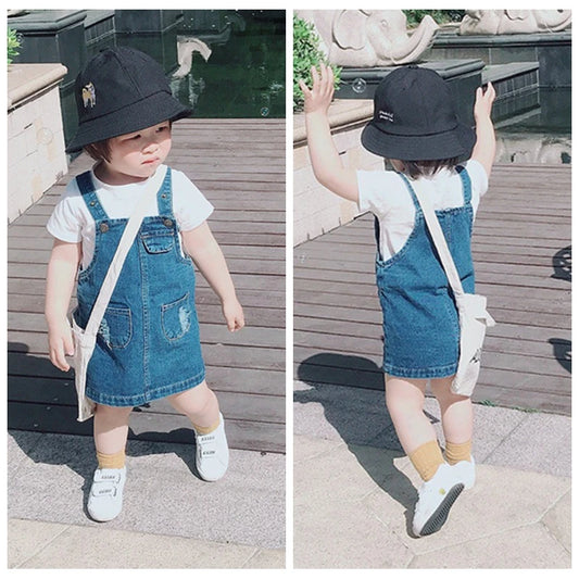 Spring And Summer Girls Fashion Strap Dress For Kids  0-5 Years Old