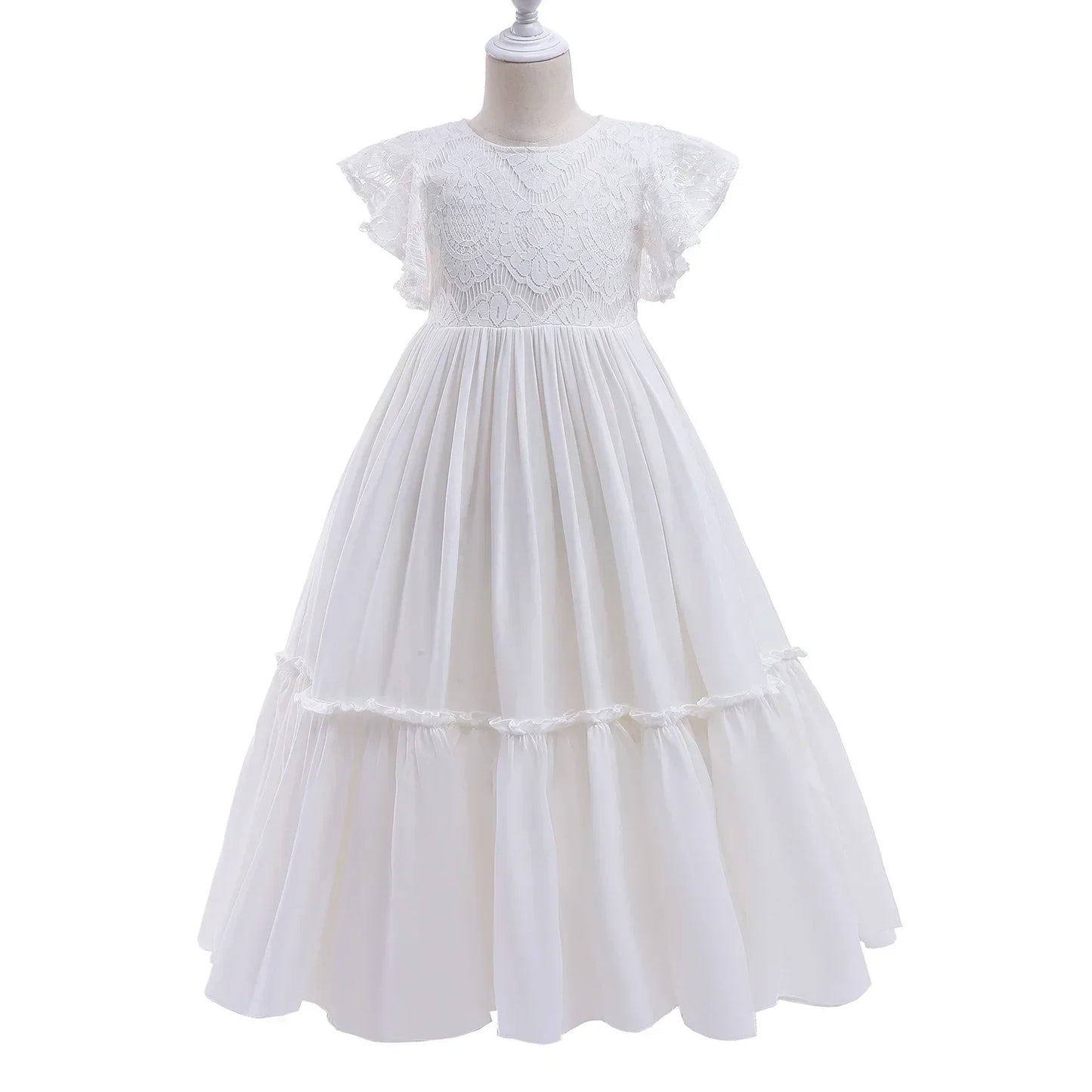 Summer Girls Lace Bohemia Long Dress Kids Flower 3-8 Years