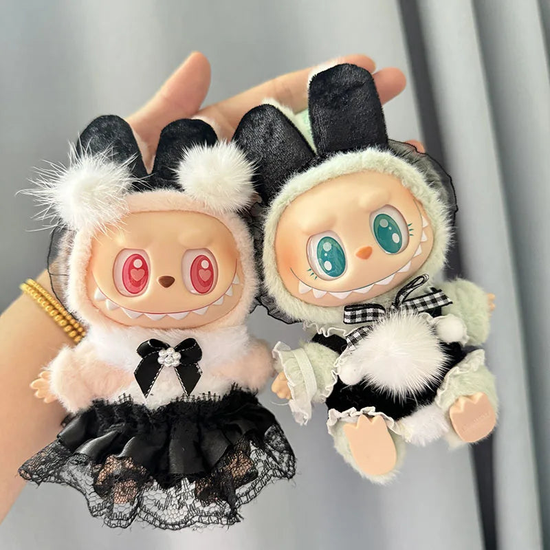 17cm Labubu I II Idol Dolls Clothes Kawaii Lace Srap Skirt Set Baby Accessories Korea Kpop Exo Clothing Plush Doll'S Clothes