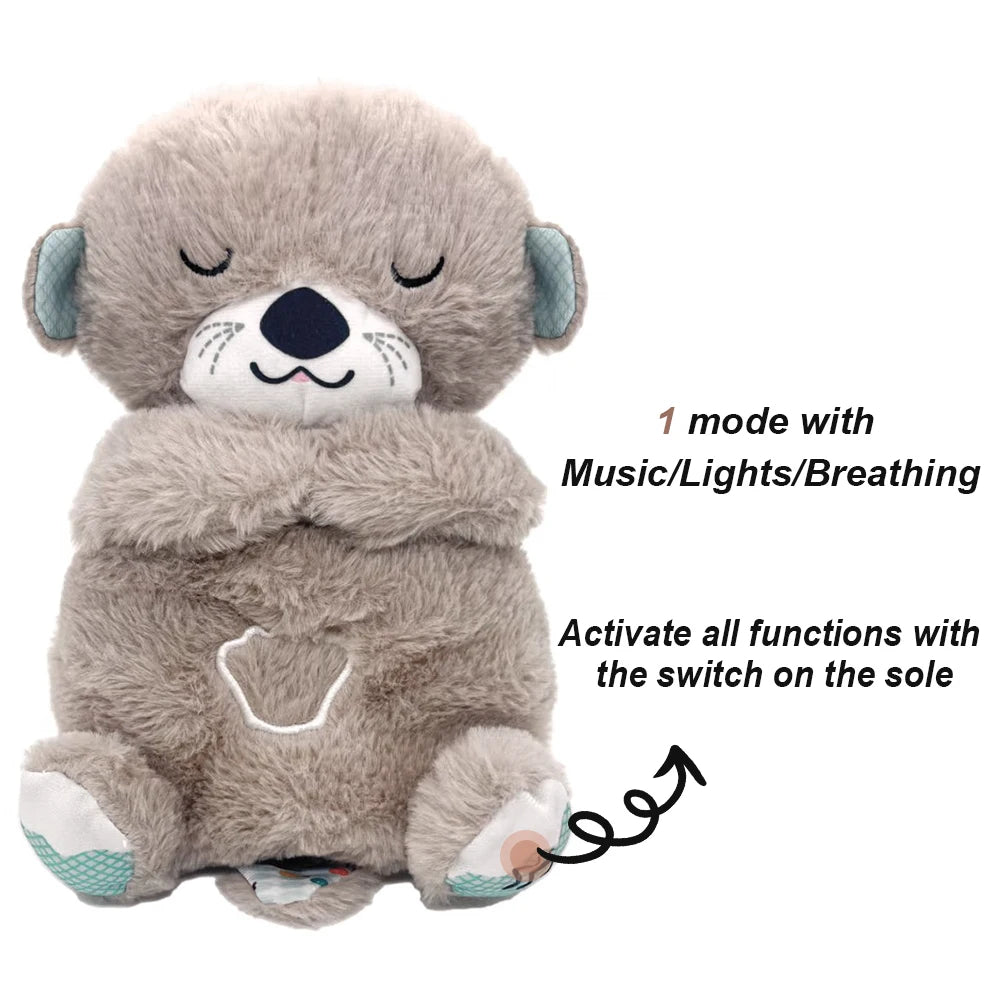 Atmender Bär, Baby-Capybara-Otter, Plüschpuppe, Spielzeug, Baby, Kinder, beruhigende Musik, Baby, Schlafbegleiter, Ton und Licht, Puppenspielzeug, Geschenk