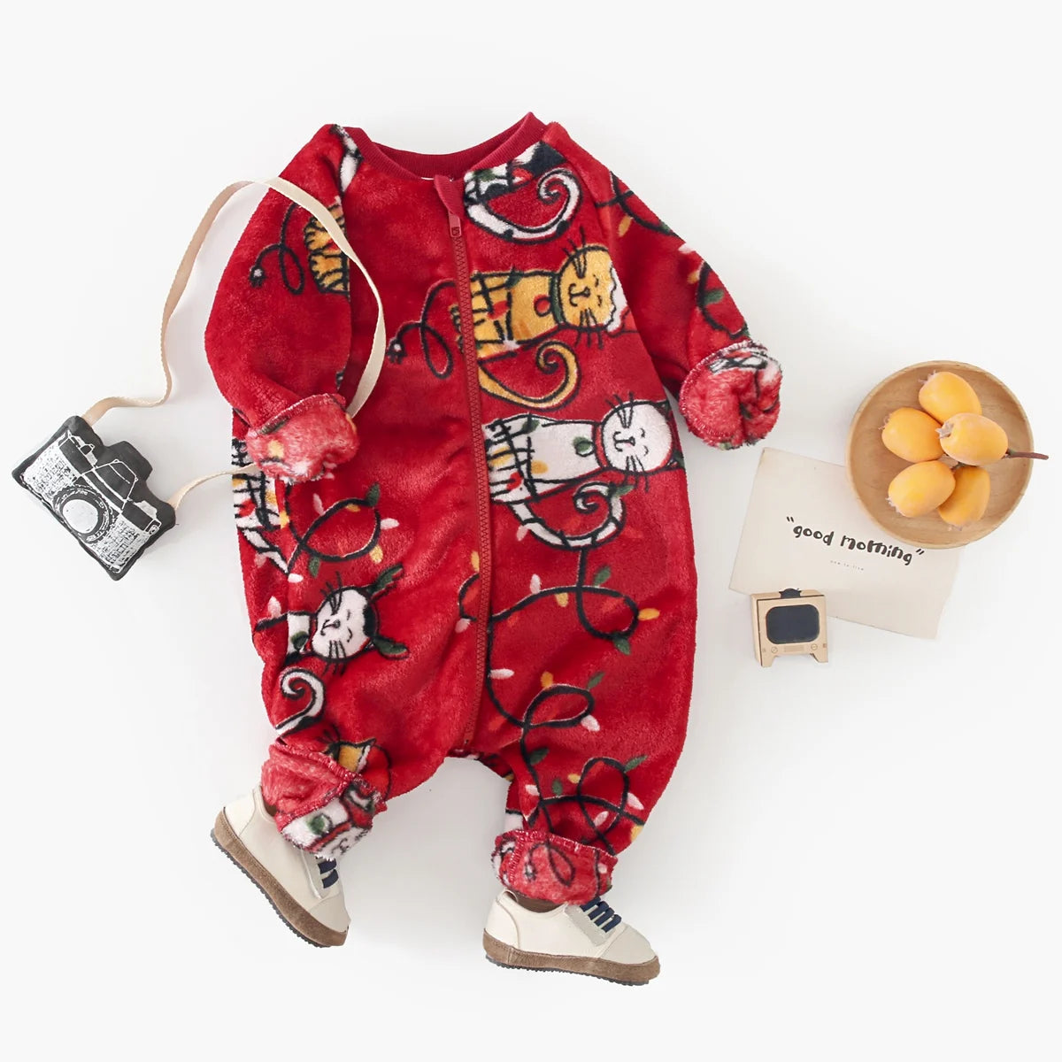 Sanlutoz Halloween Pumpkin Long Sleeve Baby Jumpsuits Zipper Winter Fleece Warm Infants Rompers Clothing Thickened Cozy