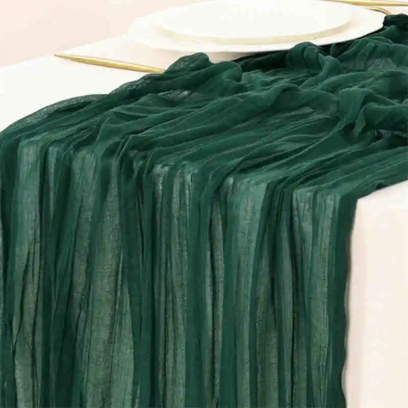 Eightree 2025 Knit Cloth Table Runner Wedding Birthday Party Banquet Decoration Gauze Fabric Voile Table Cloth Twist Table Cover