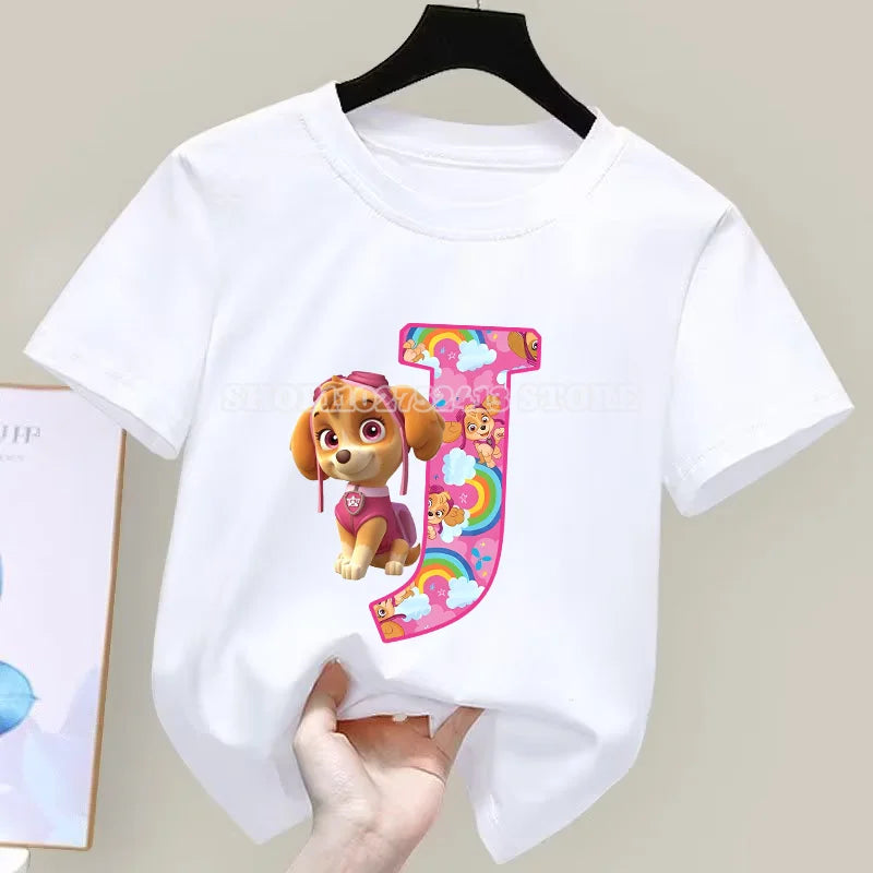 Paw Patrol T-Shirt Sommer Jungen Mädchen Saugfähige Shirts Niedliche Cartoon Chase Skye Weiße Kleidung Einfache Basic Vielseitige Kleidung Geschenk