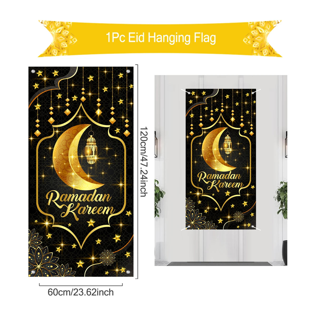 Ramadan Hanging Flag Ramadan Kareem Decoration For Home 2025 Aid EID Mubarak Muslim Islamic Festival Eid Al-fitr Party Supplies