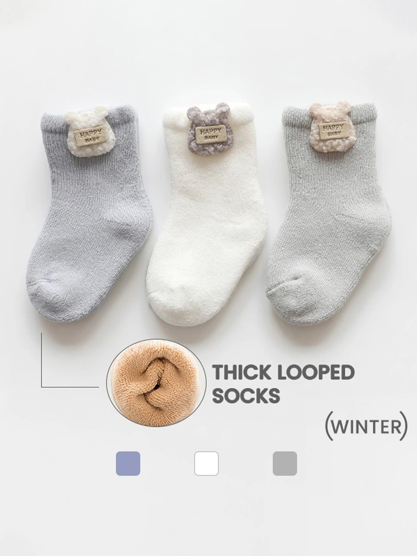 Winter Baby Socks Thick Warm Long Socks for Toddler White Autumn Winter PlushKnee Newborn Anti Slip Floor Socks Baby Accessories