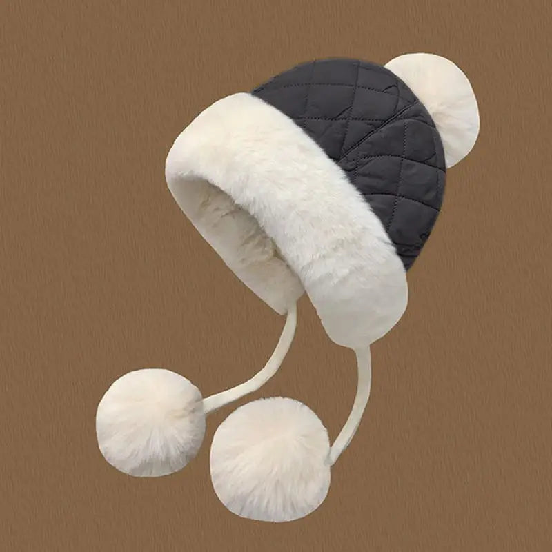 2024 Winter Women's Thickened Warm Knit Hat Ear Protection Plush Warm Cotton Cold Cap Breathable Fashionable Outdoor Wear