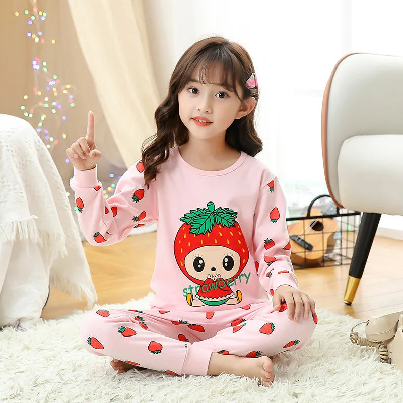 Autumn Winter Baby Girl Clothes Pajamas Sets Boys Pyjamas Kids Homewear Cotton Nightwear Children's Indoor Clothing Pijamas Suit