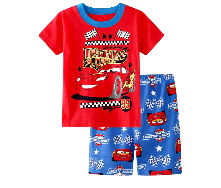 Neue Sommer Kinder Pyjamas Kinder Nachtwäsche Baby Set Jungen Mädchen Autos kurzarm Pijamas Baumwolle Nachtwäsche Kleidung Pyjamas Sets