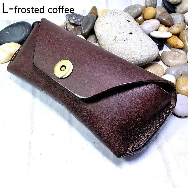 Blongk Glasses Case Waist Bag Handmade Genuine Leather Sunglasses Box Pocket Belt Pack Portable Men Women YJHd-2S