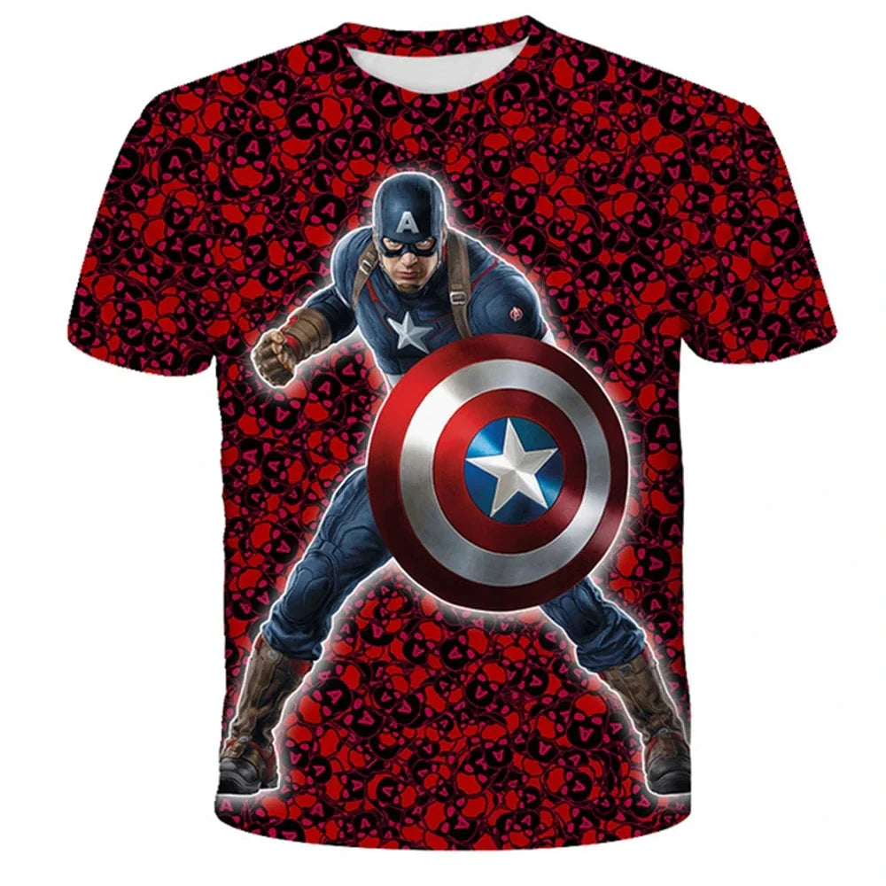 MINISO Superhelden 3D-Druck Trendy T-Shirts Kleidung Kinder Jungen Mädchen Kurzarm T-Shirt Kinder Sommermode Top T-Shirt