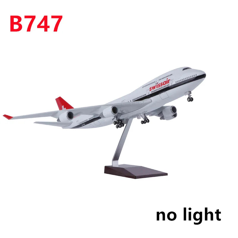 Plane Model Aircraft Scale 47cm 747 Airplane Model Switzerland Airways B747 Aircraft Model Die-cast Resin Plane Kids Toys For Bo